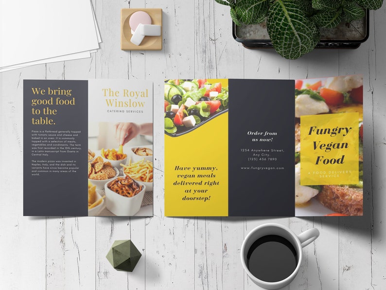 Food Trifold Brochure, Restaurant Brochure Design, Modern Food Shop Brochure food Business TamptatePrintable and editable with Canva image 2
