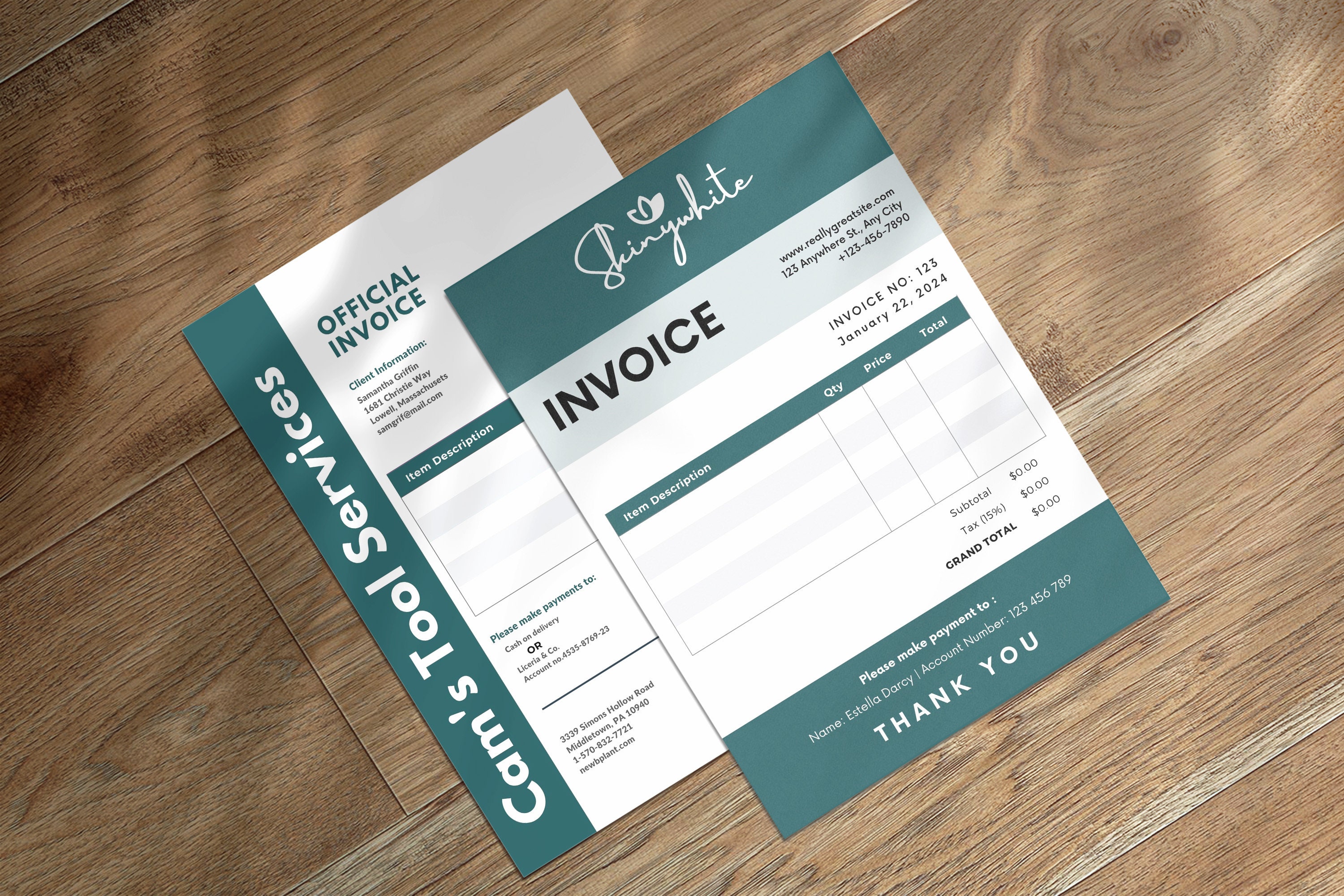 Modern Invoice Template Editable Invoice Printable Invoice Etsy Modern Invoice Template Editable Invoice Printable Invoice Etsy