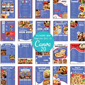 Menú moderno, menú editable en Canva, diseño de menú, menú de cafetería, menú de moda, plantilla de volante de menú, descarga instantánea