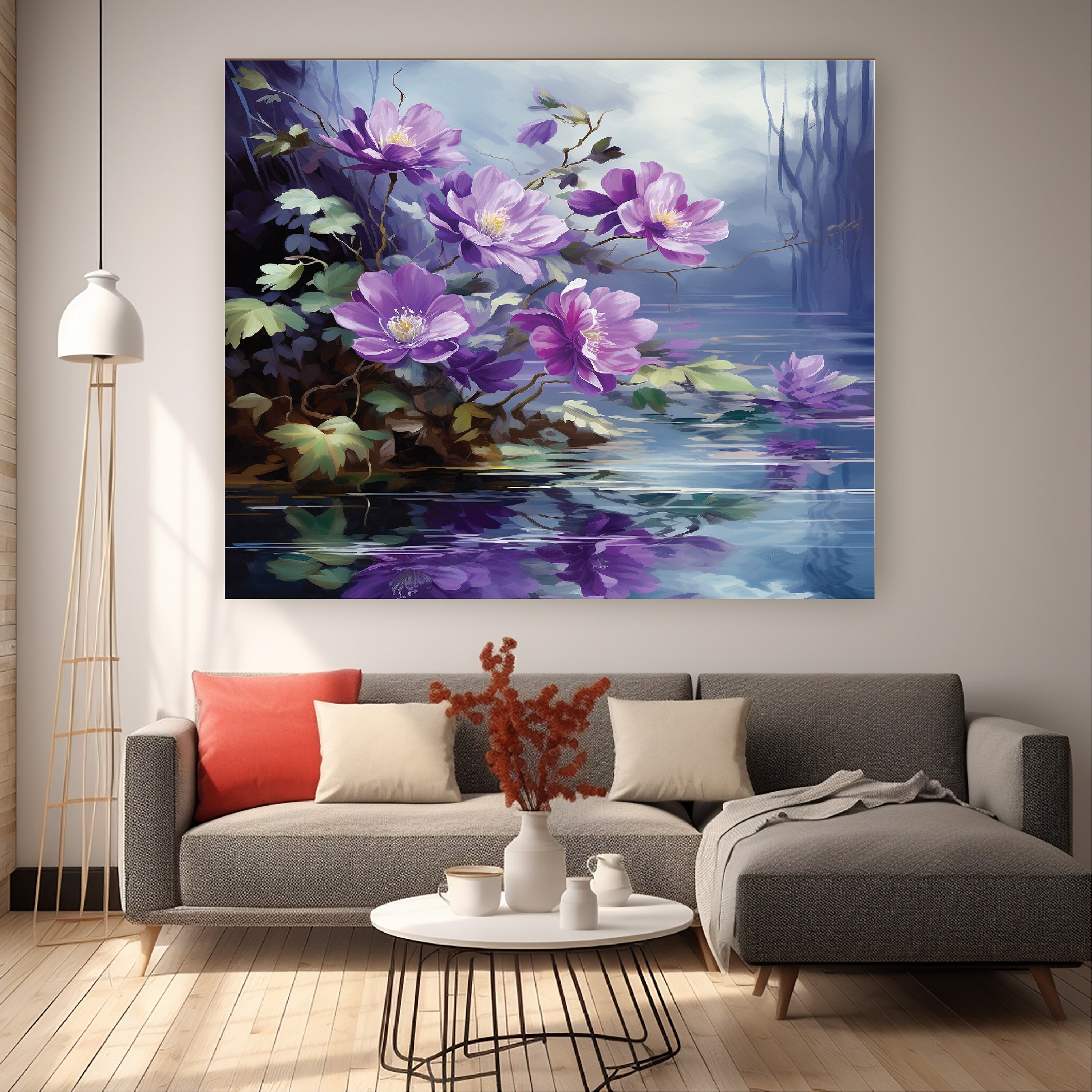 Botanical Beauty Purple Wall Decorpurple Flower Wall Art 3 Etsy