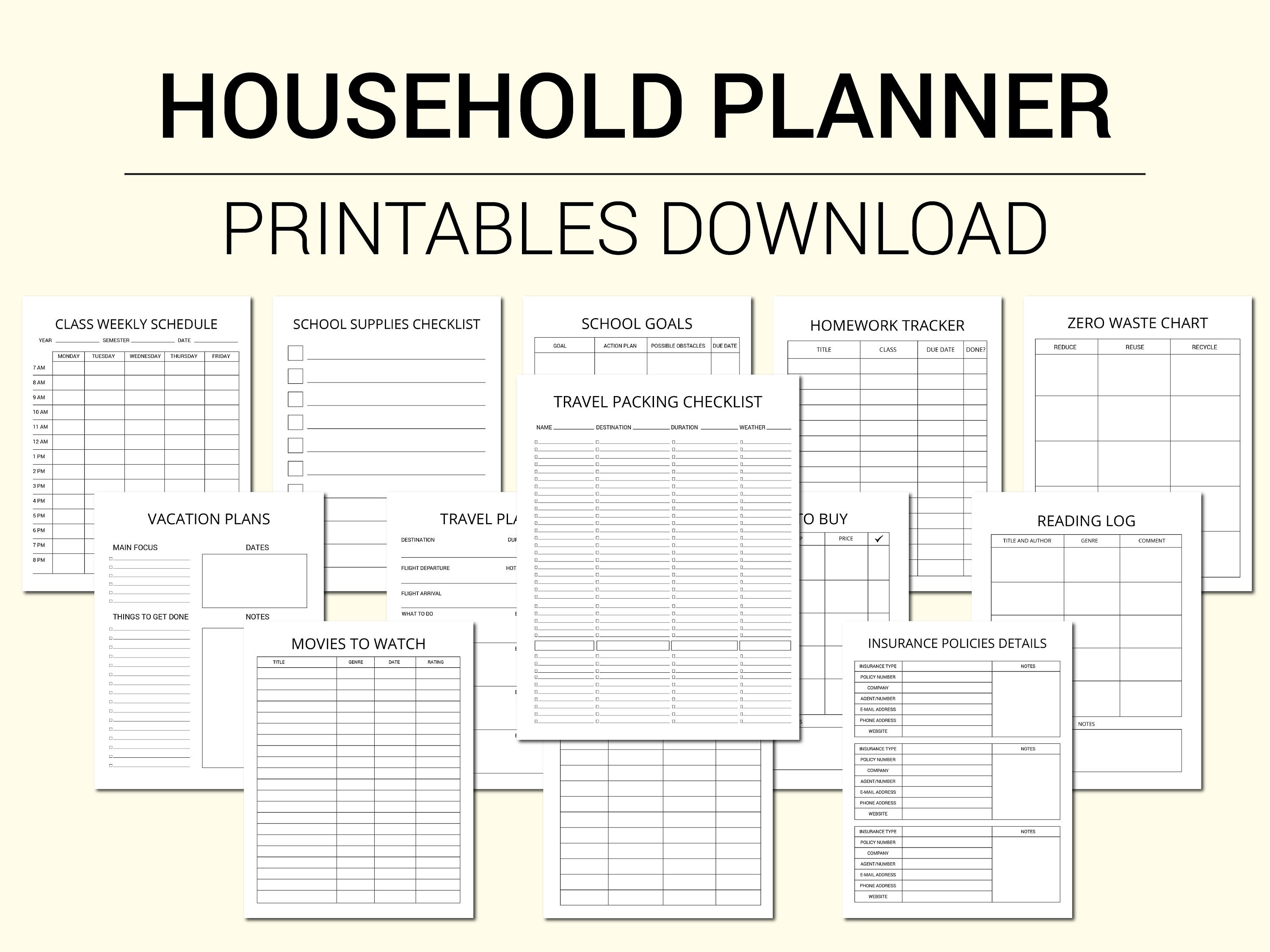 Household Planner Printable - Household Planner Inserts - Life ...