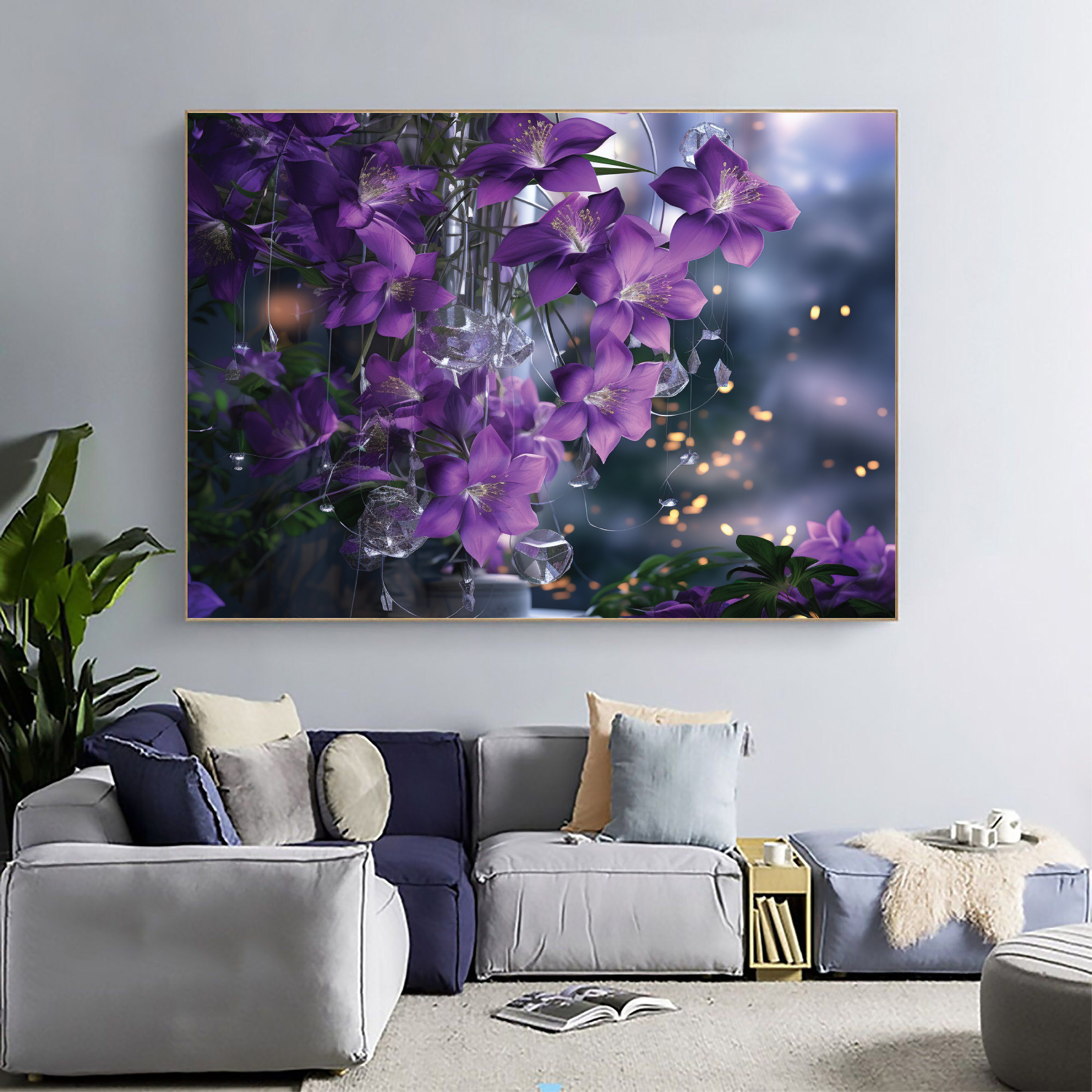 Botanical Beauty Purple Wall Decorpurple Flower Wall Art 3 Etsy