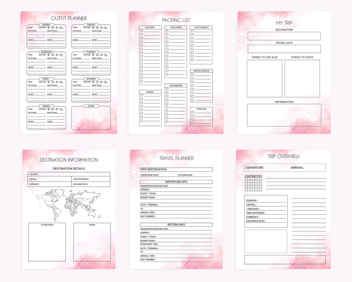 Travel Planner Travel Journal Template Trip Planner - Etsy