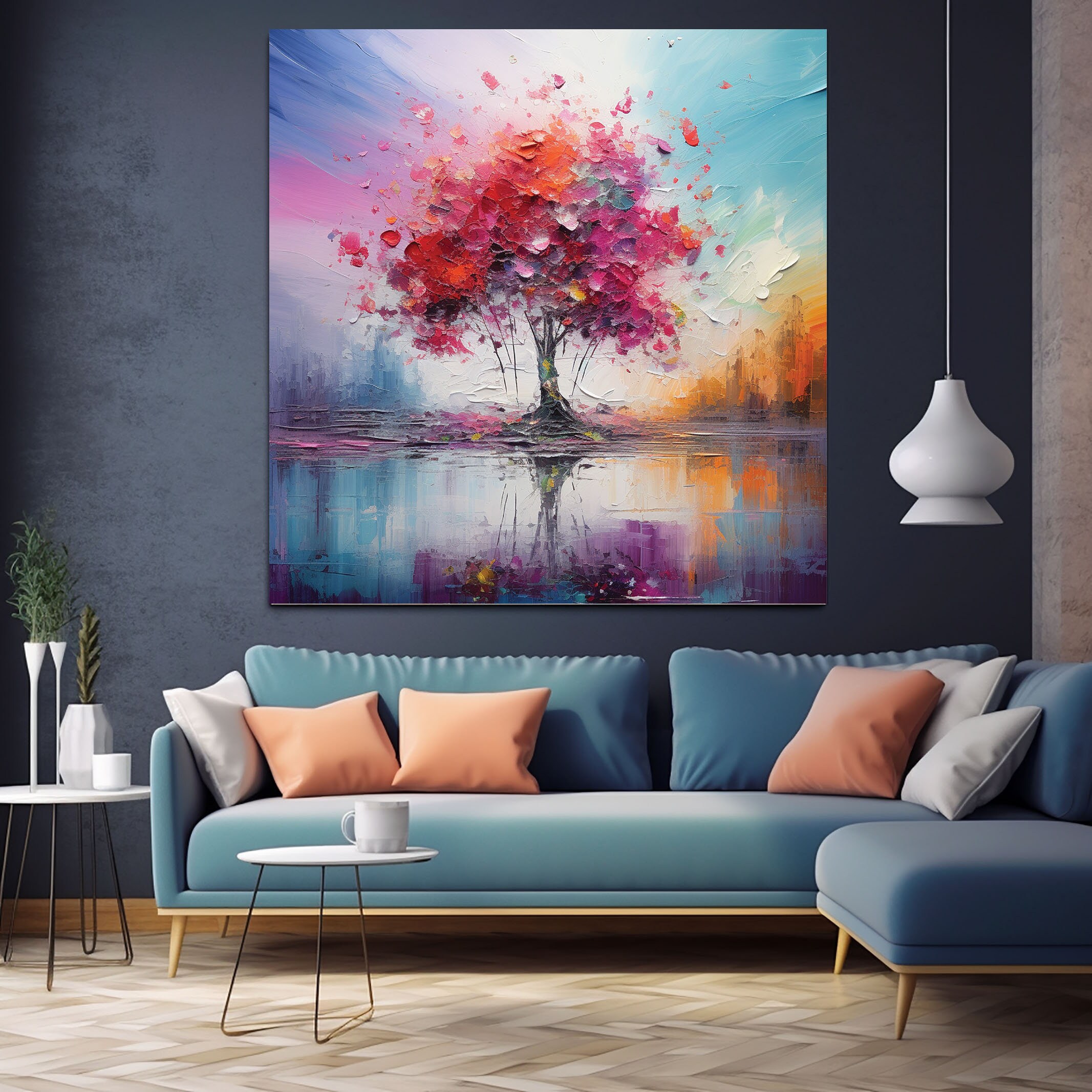 Modern Colorful Tree Wall Artabstract Wall Artwall Decor Etsy