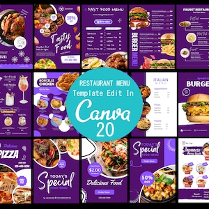 Menu template restaurant, Restaurant menu template, Restaurant menu, Editable Menu Template, Flyer, Instant Download, Canva Editable Menu