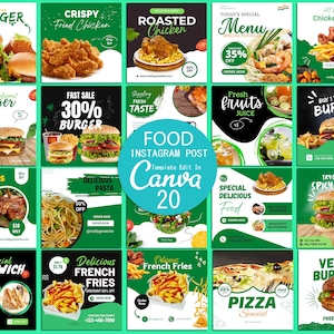 Instagram Posts|Foodie Blogger Canva Template| Social Media Marketing| dietician instagram|Cafe Restaurant Posts