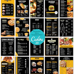 Plantilla de volante de menú de comida personalizada /Plantilla de menú de restaurante / Plantilla de menú de comida de Canva / Descarga instantánea
