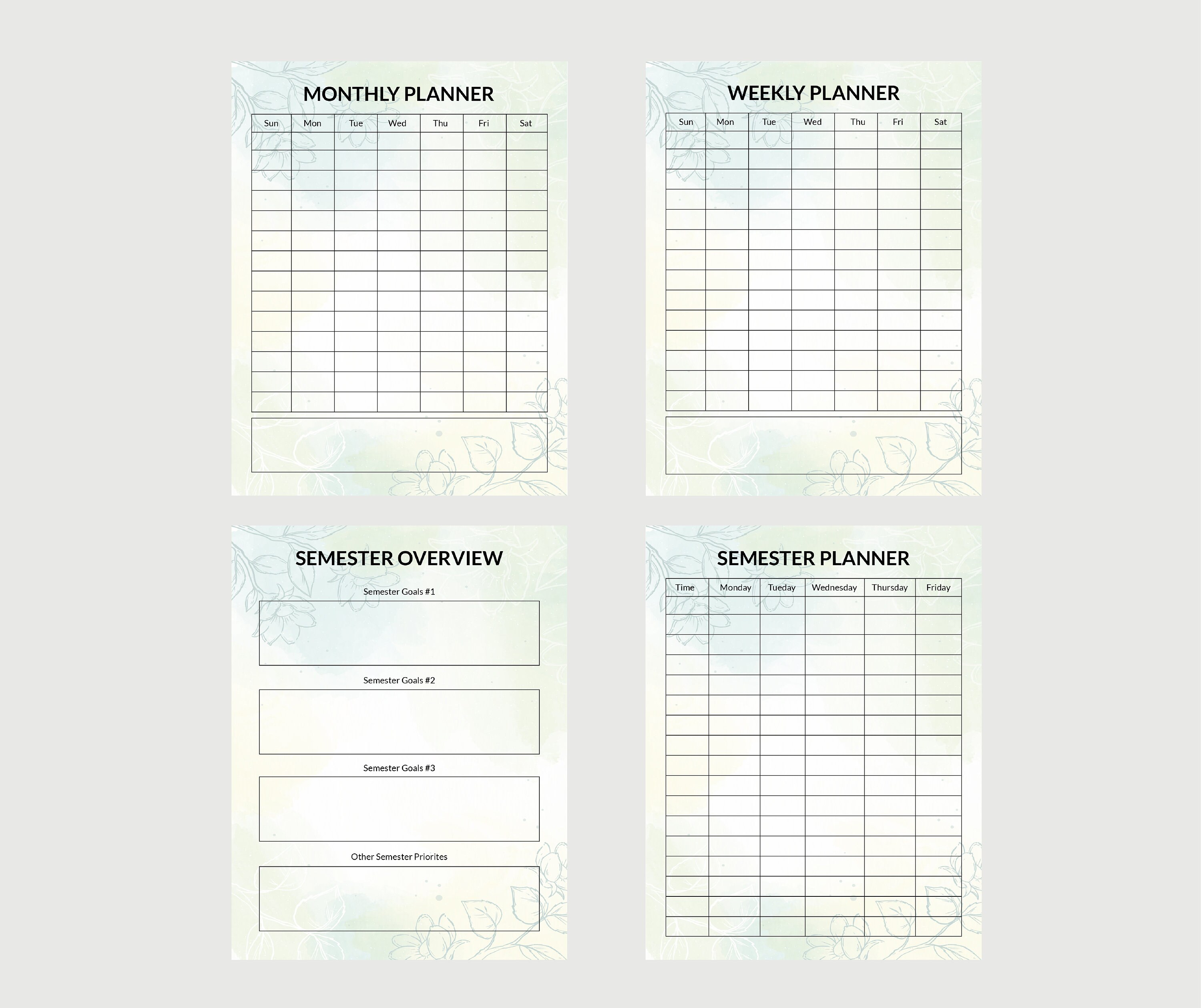 Student Planner, Study Planner Printable, Academic Planner,school