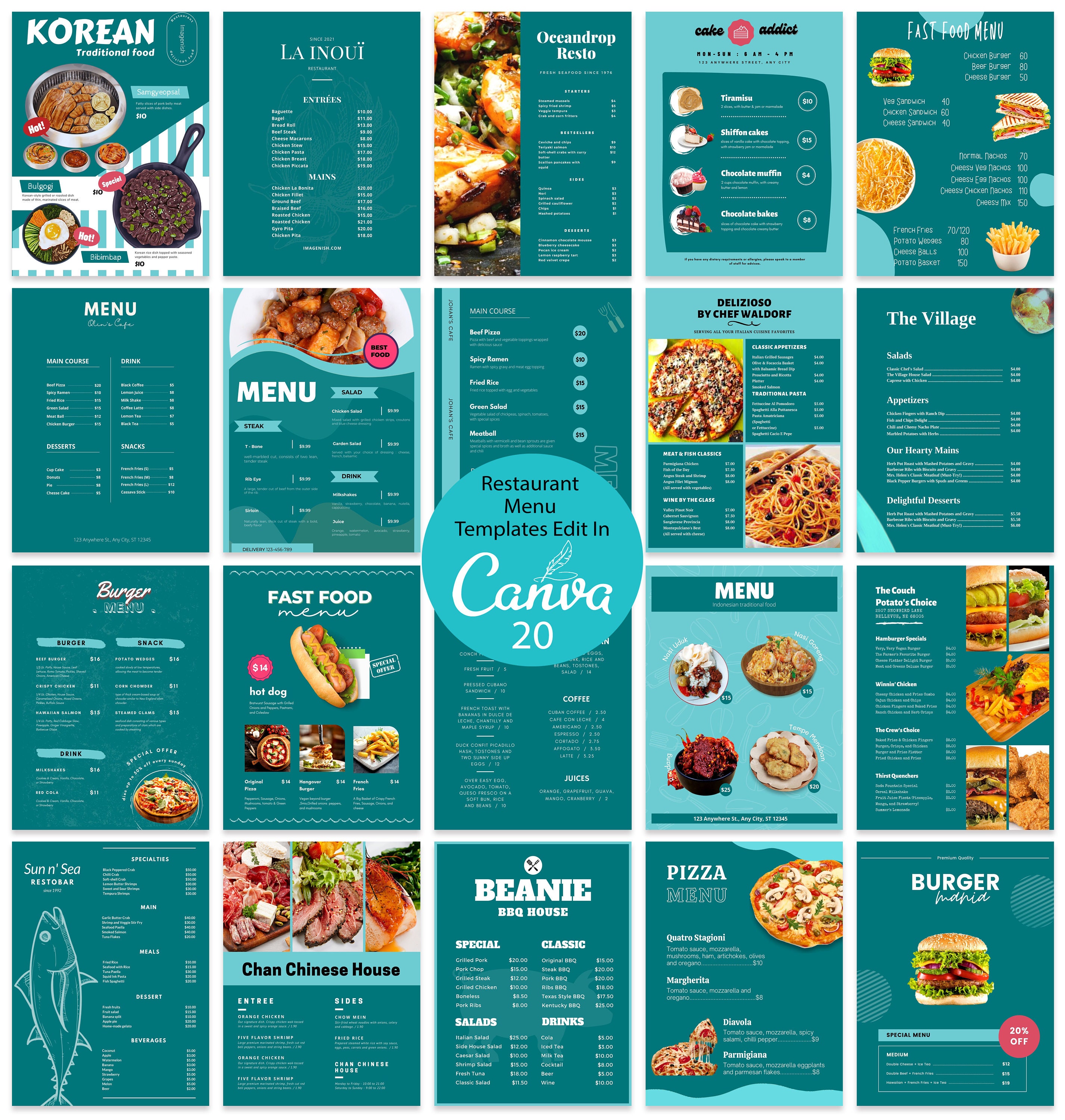 Printable on sale restaurant menus