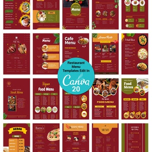Menú de comida editable de Canva, plantilla de menú de restaurante, plantilla de menú de comida de restaurante, menú de comida de bricolaje, menú imprimible, plantilla de menú de negocios