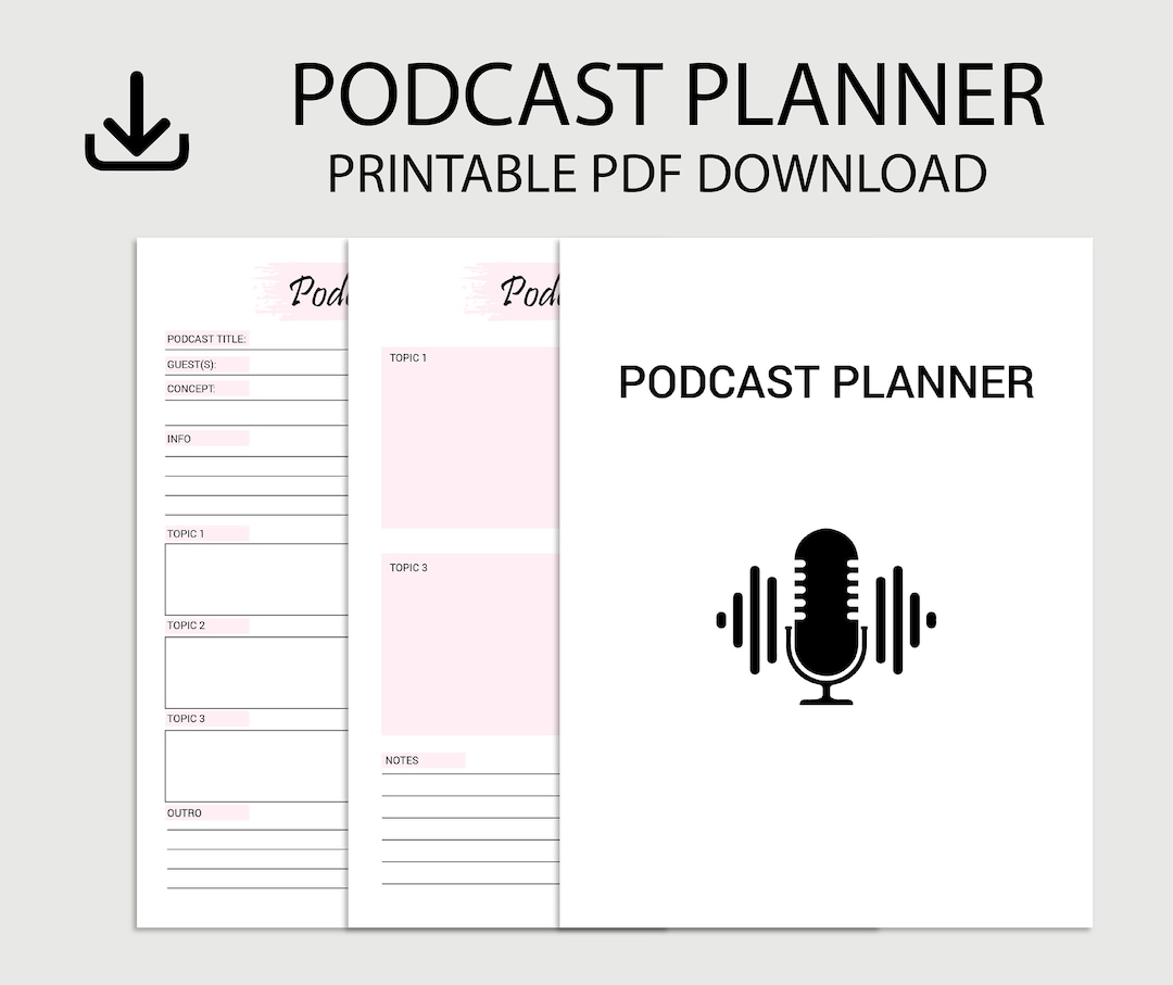 Podcast Episode Planner, Podcast Planner Printable, Editable Podcast Podcast Episode Planner, Podcast Planner Printable, Editable Podcast