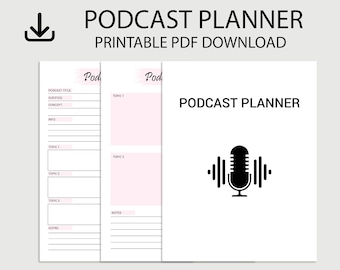 Planificador de episodios de podcast, Planificador de podcast imprimible, Plan de lanzamiento de episodios de podcast editable, Plantilla de planificación de contenido de podcast