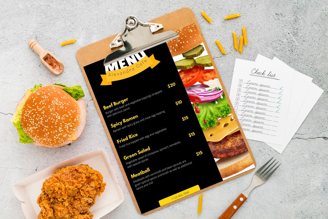 Restaurant Food Menu Editable Template, Simple Food & Drink Menu ...