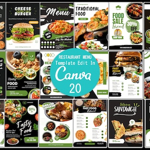 Plantilla de menú de comida, menú de cafetería, menú de restaurante, menú de restaurante, plantilla de volante de menú, diseño de menú, menú moderno, descarga instantánea