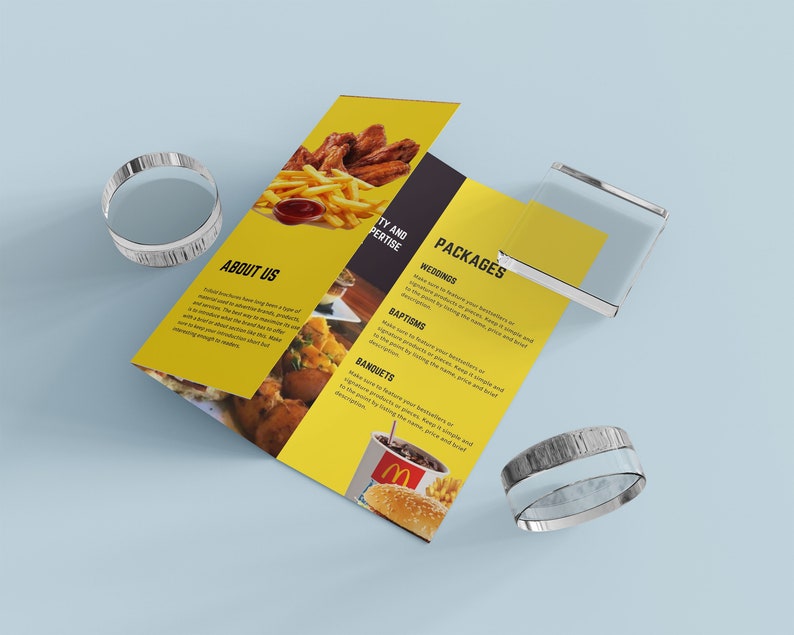 Food Trifold Brochure, Restaurant Brochure Design, Modern Food Shop Brochure food Business TamptatePrintable and editable with Canva image 3