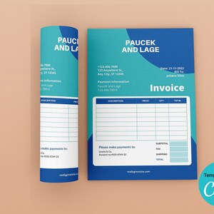 Factura imprimible para pequeñas empresas / Factura para clientes modernos / Plantilla editable / Factura de servicios / Factura comercial Blush