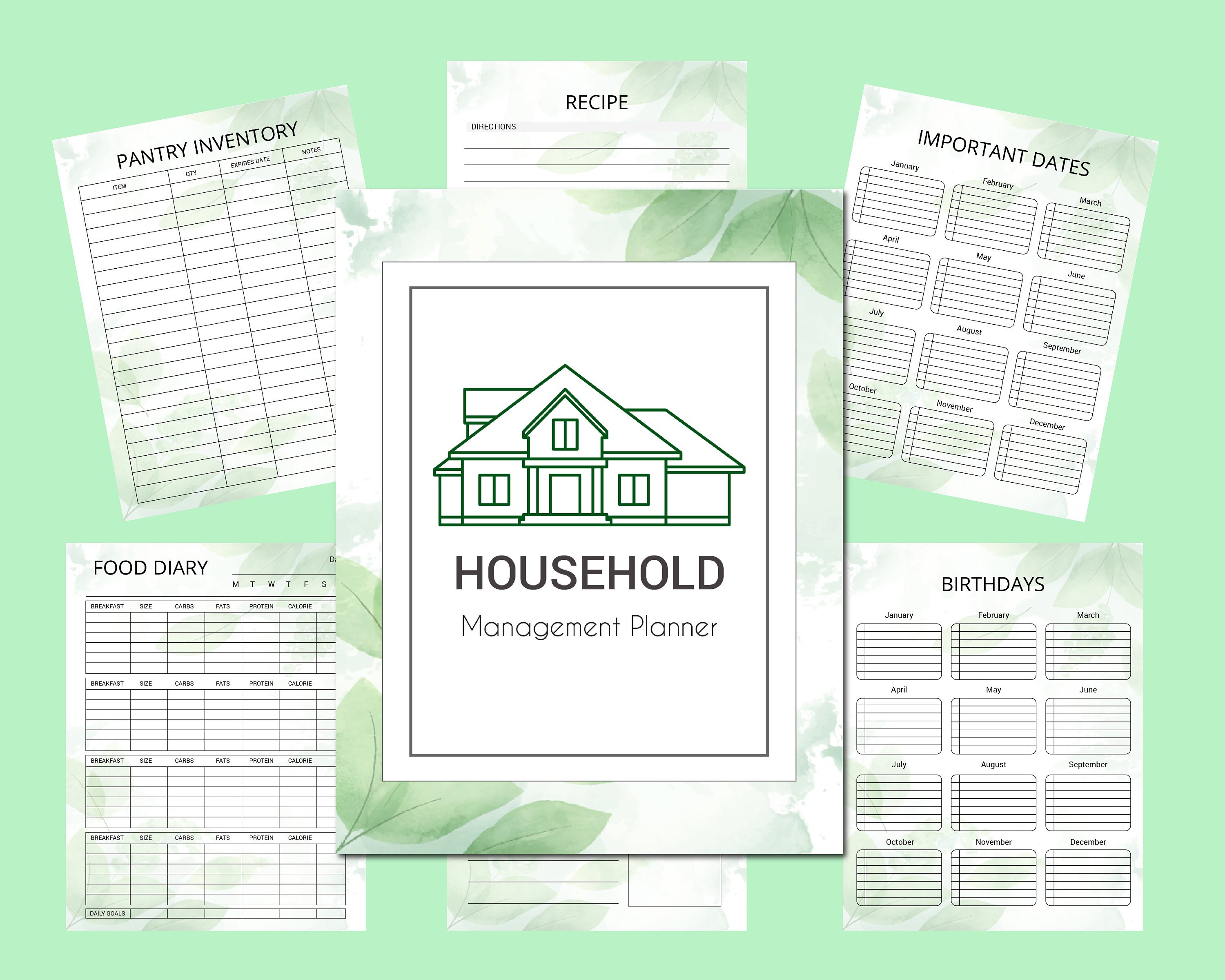 Home Management Planner Printable,home Organization Planner,household Planner Printables