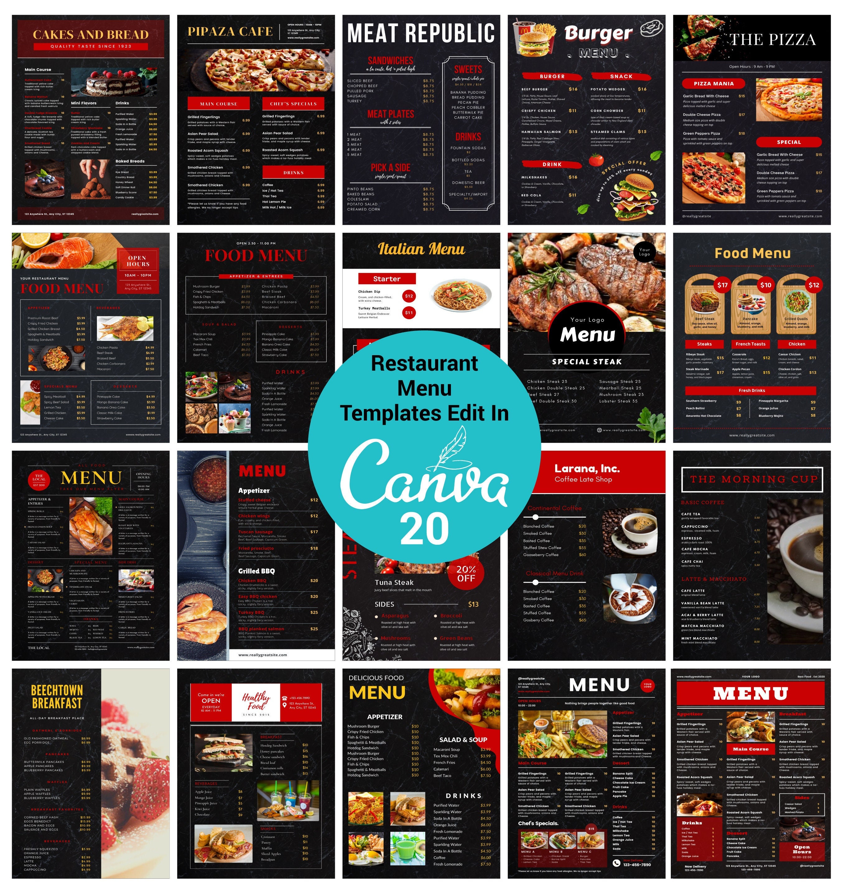 Restaurant menu food deals