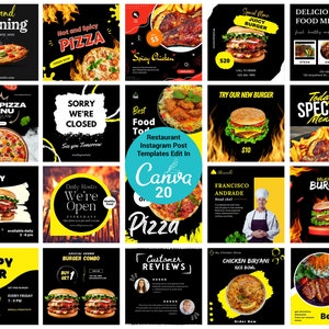 Editable Posts for Food Bloggers,Food blogger Instagram templates, Canva template, Instagram stories and posts,Social Media Template.