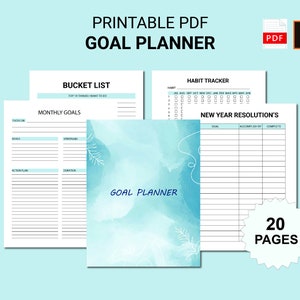 Goal Planner,Monthly Goal Setting,Yearly Goals Planner,Weekly Schedule,Financial Goals Planner,Habit Tracker,Printable Planner