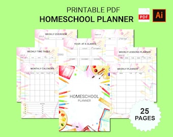 Homeschool Planner Bundle,Homeschool Planner Printable,Homeschool Organizer,Homeschool Planning,Lesson Planner,Editable Planner