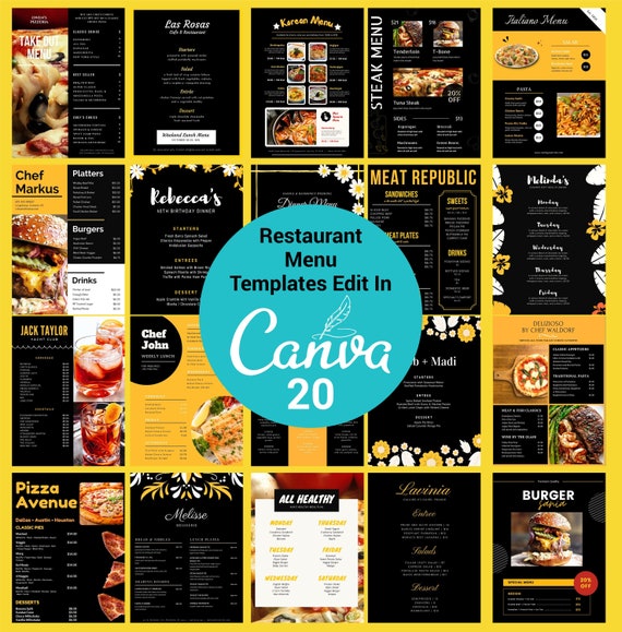 Restaurant Food Menu Template Canva Editable Templatefood Etsy