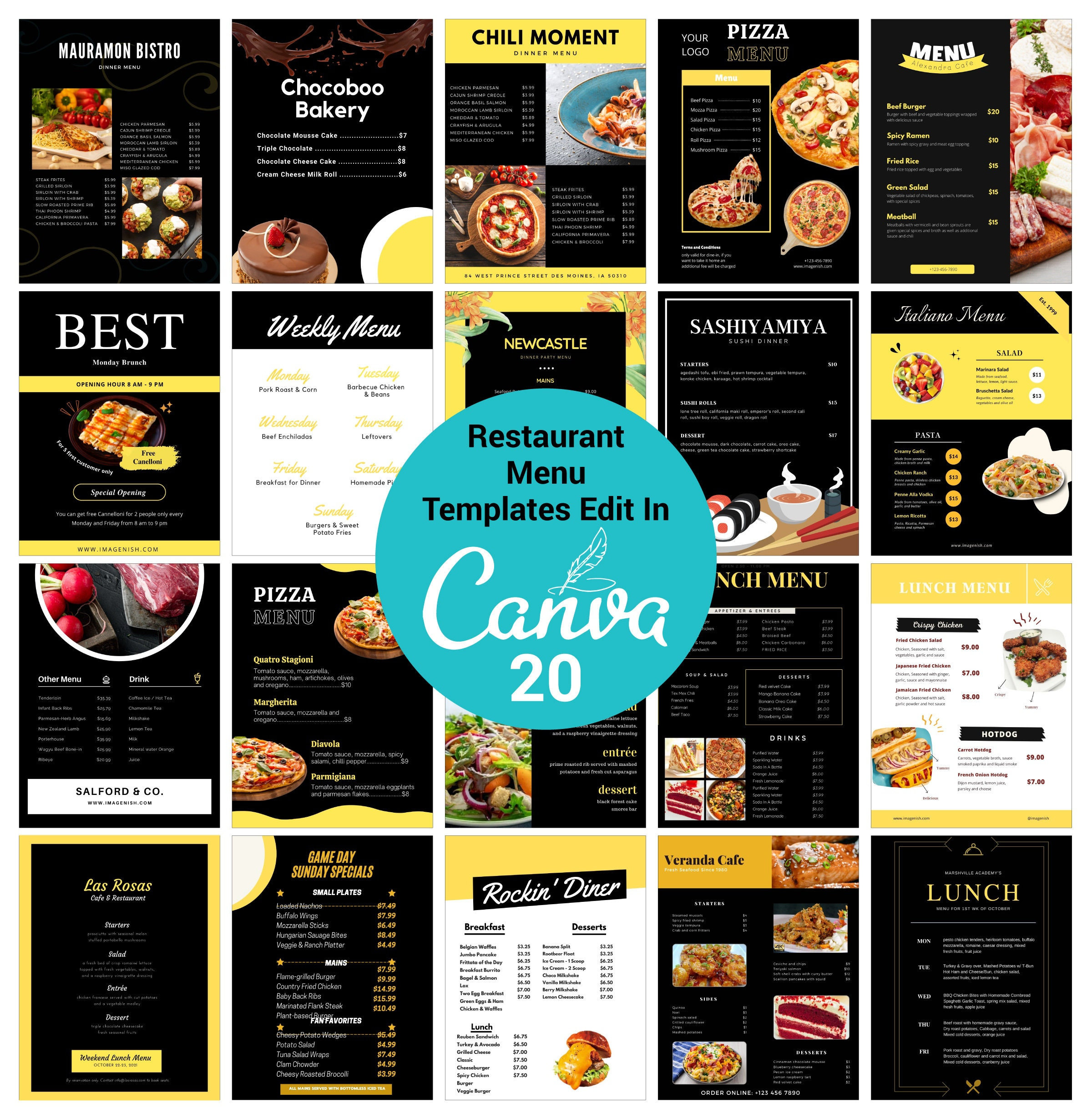 Unique Menu Template Restaurant Custom Menu Template , Canva Editable Menu Template, Food ...