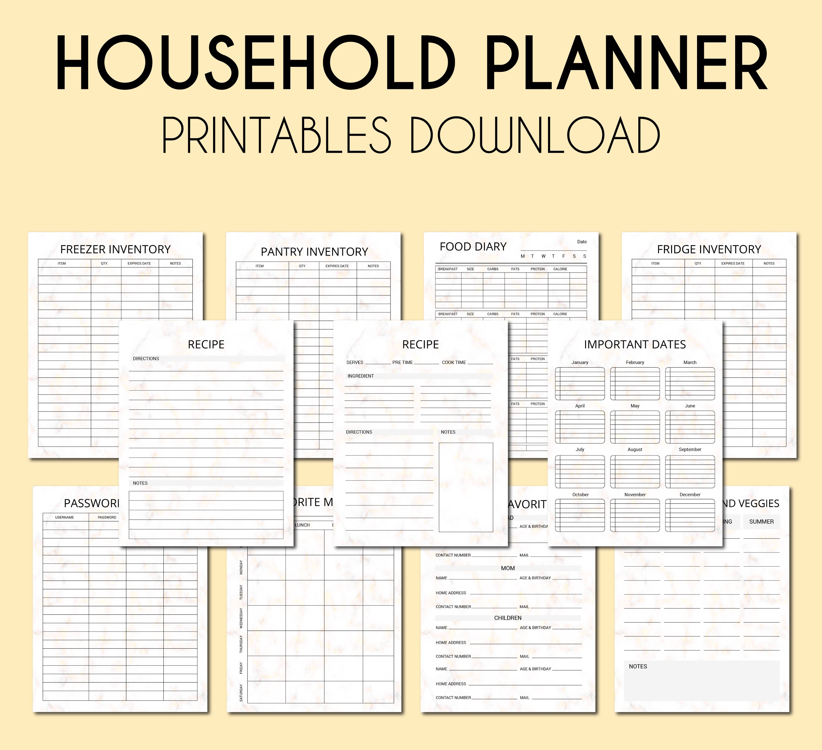 Household Planner Printables - Home Management Binder - Printable ...