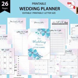 Printable wedding planner,Personalised wedding planner, Digital wedding planner,wedding binder,wedding engagement,Instant download