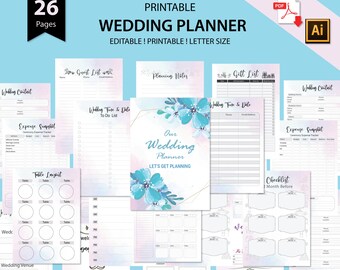 Printable wedding planner,Personalised wedding planner, Digital wedding planner,wedding binder,wedding engagement,Instant download