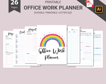 Office Work Planner, Office Organizer printables, Checklist werkschema, Office Taken Planner Set, Project Planner, Office Daily Planner