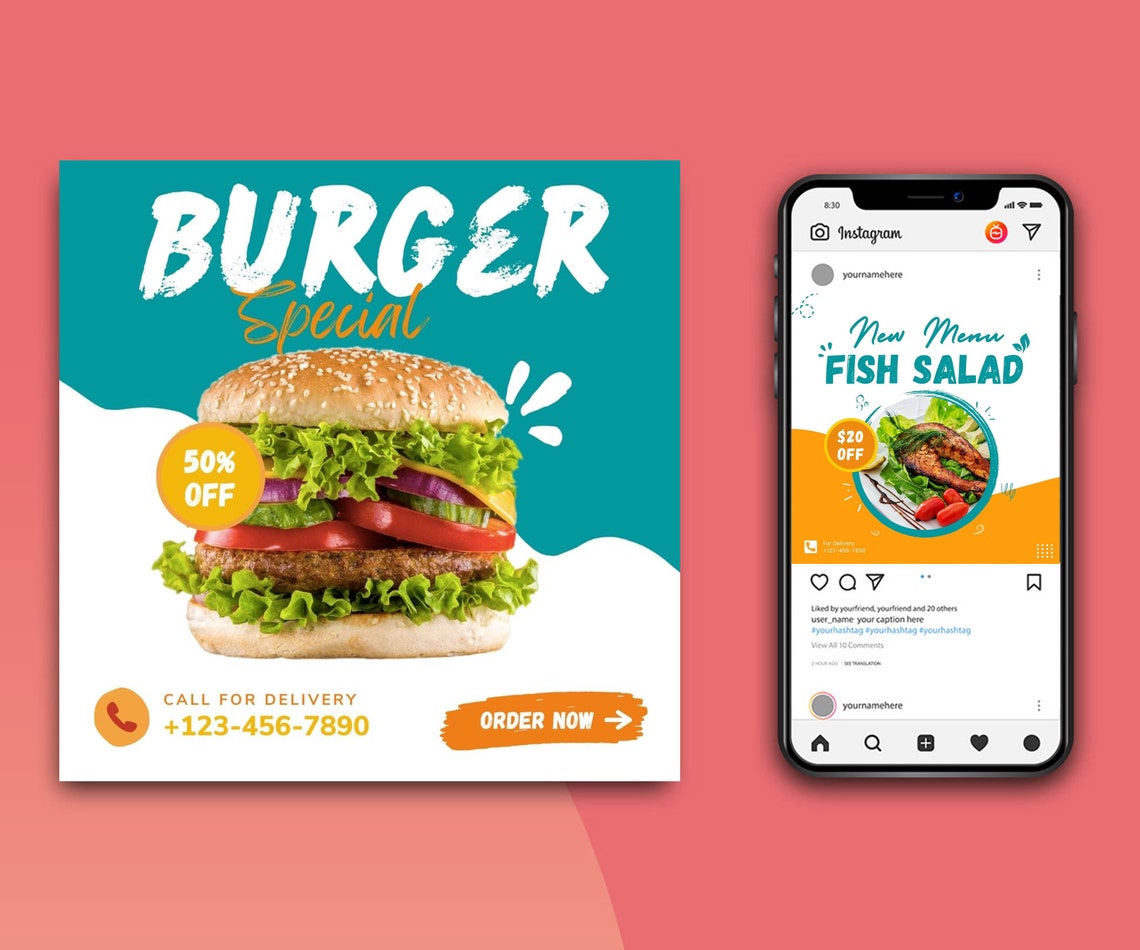 Food Instagram foodie Blogger Canva Template Social Media Etsy Food Instagram foodie Blogger Canva Template Social Media Etsy