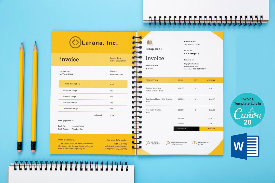Invoice Template, Printable Invoice, Payment Invoice, Editable Order ...