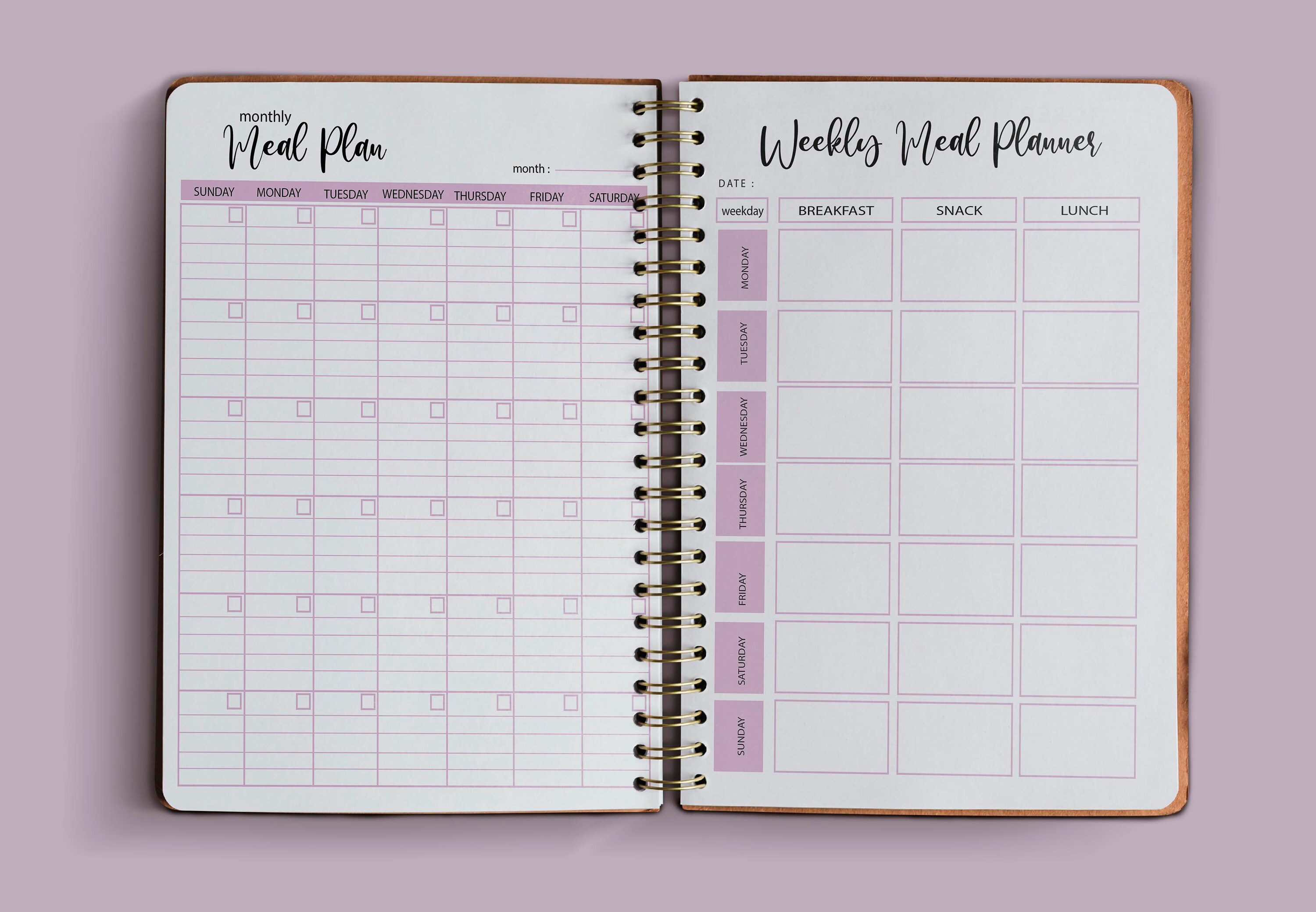 Meal Planner Printable | Diet Journal | Weekly Food Diary Bundle ...
