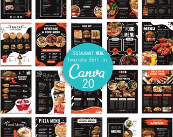 Canva Editable Menu, Digital Restaurant Menu Flyer Template,Food Menu Template, Cafe Menu ,Instant download