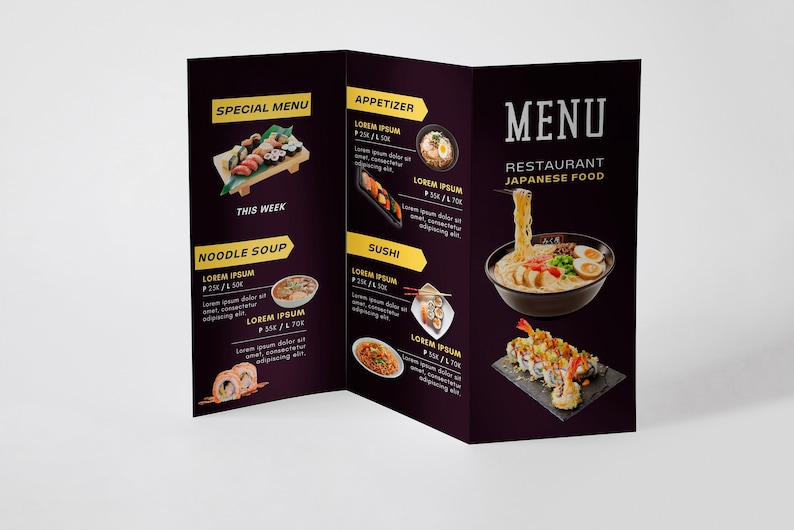 Food Trifold Brochure, Restaurant Brochure Design, Modern Food Shop Brochure food Business TamptatePrintable and editable with Canva image 6