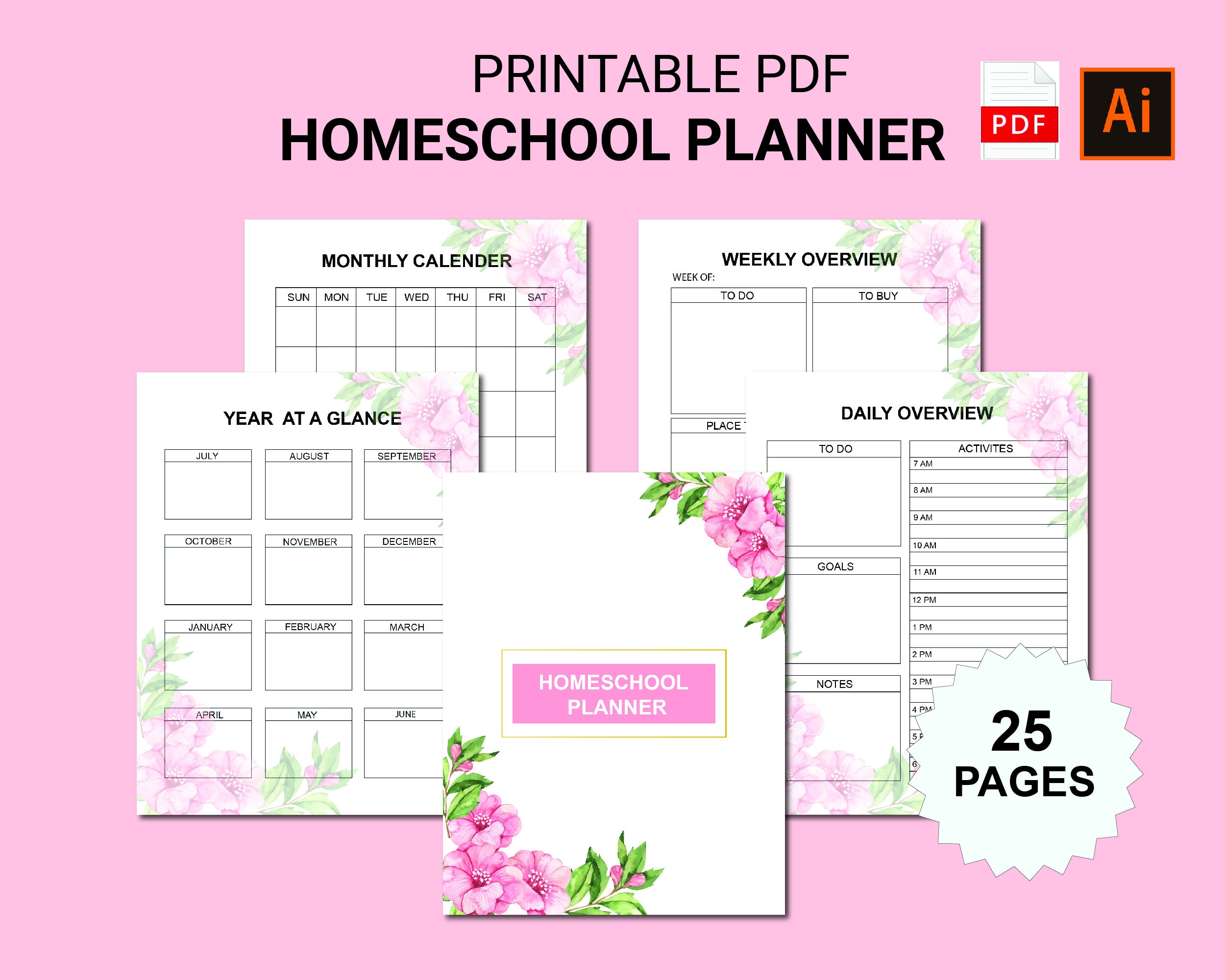 Homeschool Planner Printable Pageshomeschool Planning - Etsy