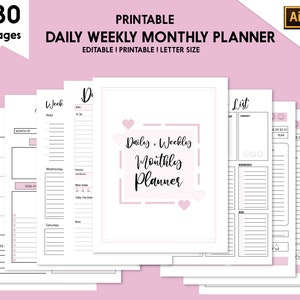 Daily Planner| Weekly Planner| Monthly Planner| Printable Planner|To Do List| Monthly Goal| Planner Template| Instant Download