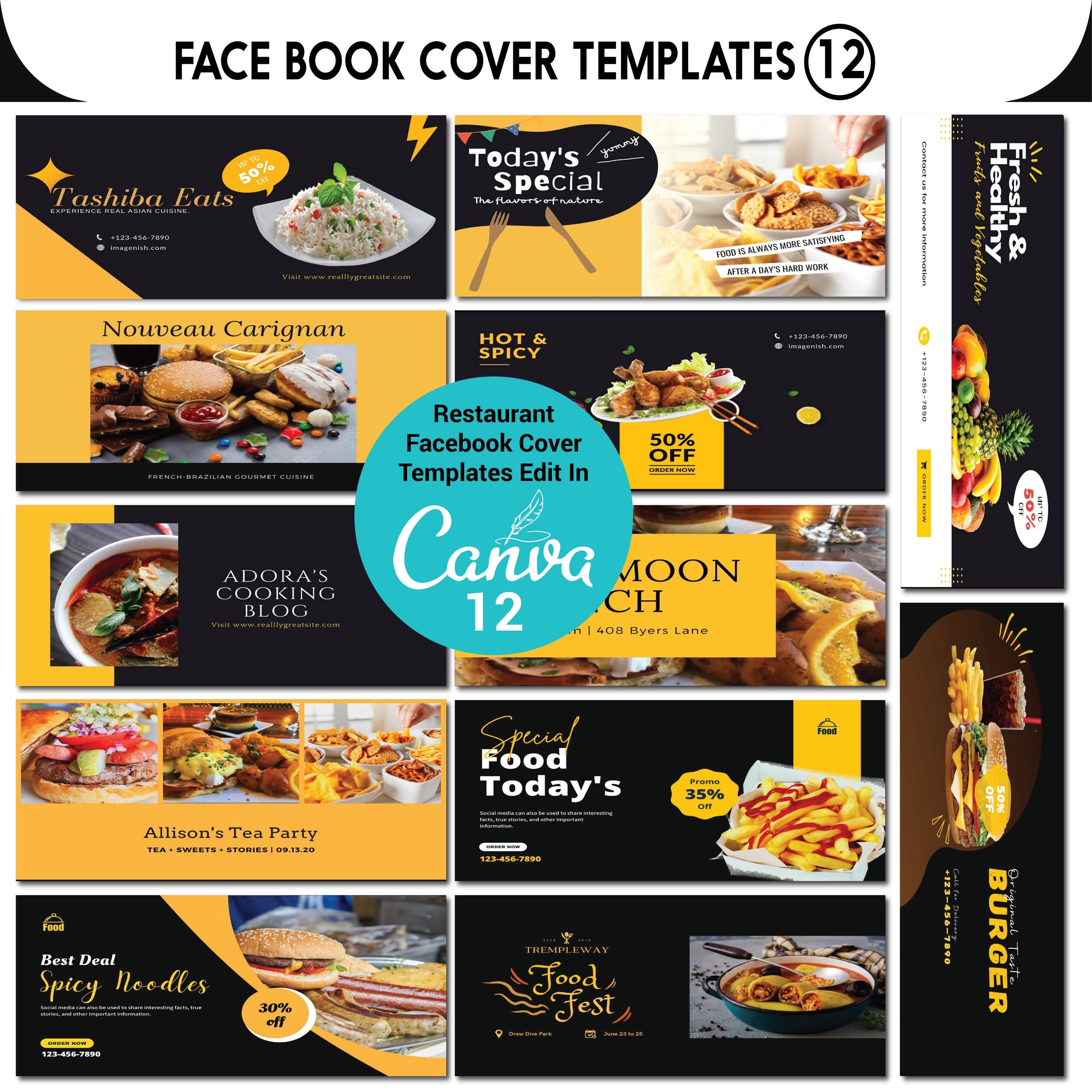 Restaurant Facebook Cover, Marketing Graphics, Facebook Cover Template