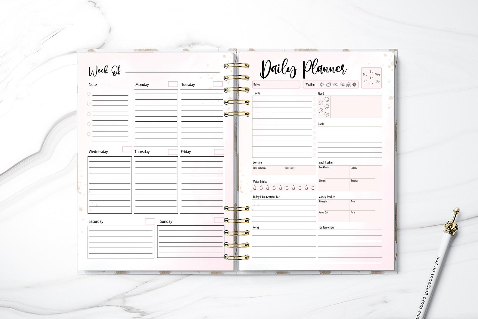 Daily Weekly Monthly Planner,printable Planner,monthly Overview ...