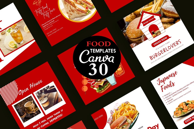 Food Blogger Instagram Templates for Canva | 30 Instagram Post ...