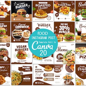 Food Instagram Posts,Social Media Post Template,Social Media Marketing,Cafe restaurant,Instant Download