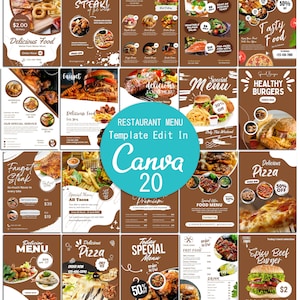 Food Menu Flyer Template,Restaurant Menu,Canva Editable Menu, Menu Design, Cafe Menu,Trendy Menu, Instant download