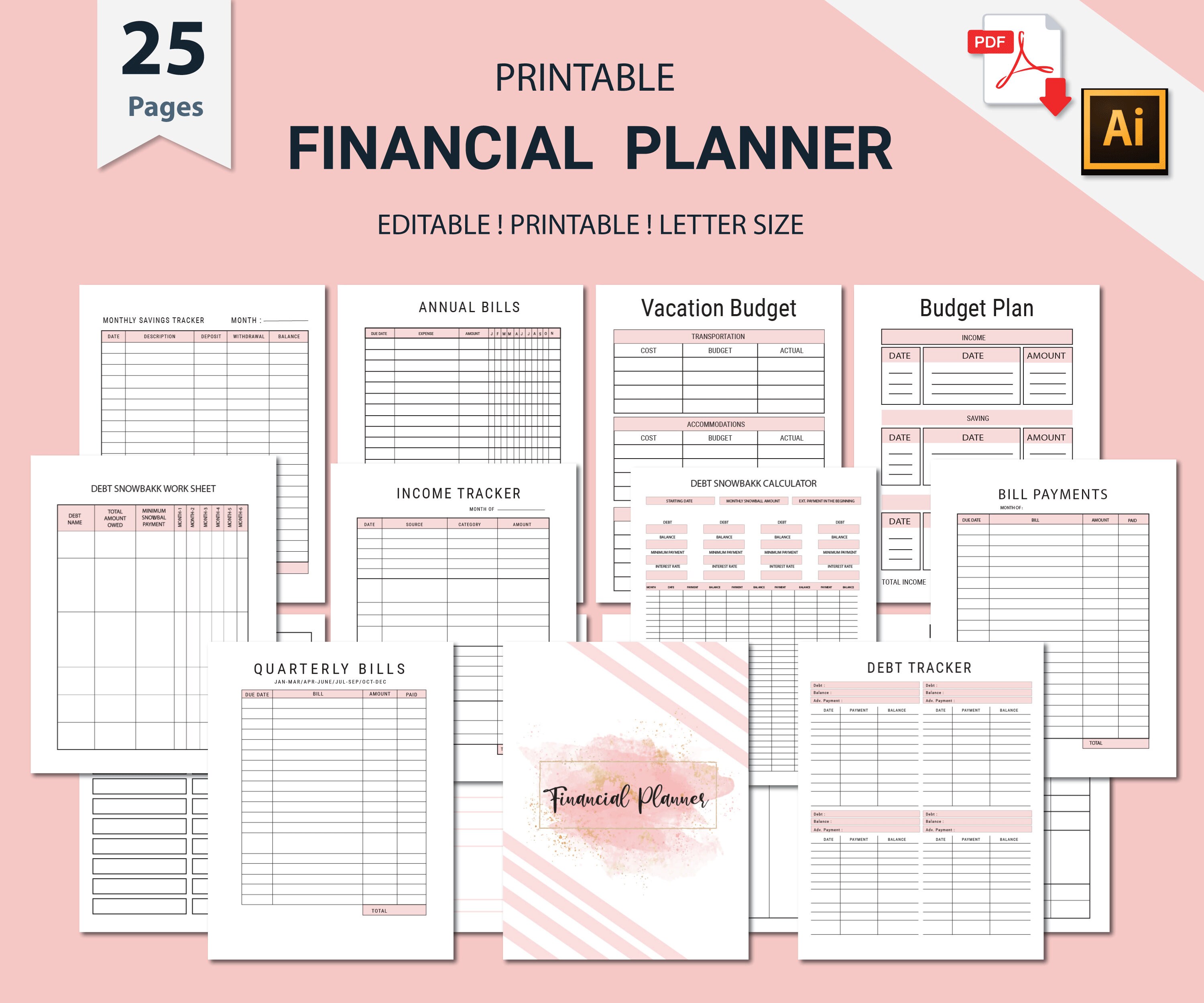 Finance Planner Printable,budget Planner Templates,finance Bundle,financial Goal,budget Plan ...