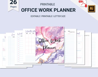 Kantoorwerkplanner, kantoororganisator, plannerset kantoortaken, projectplanner, checklist werkschema, vergaderlijst, dagplanner