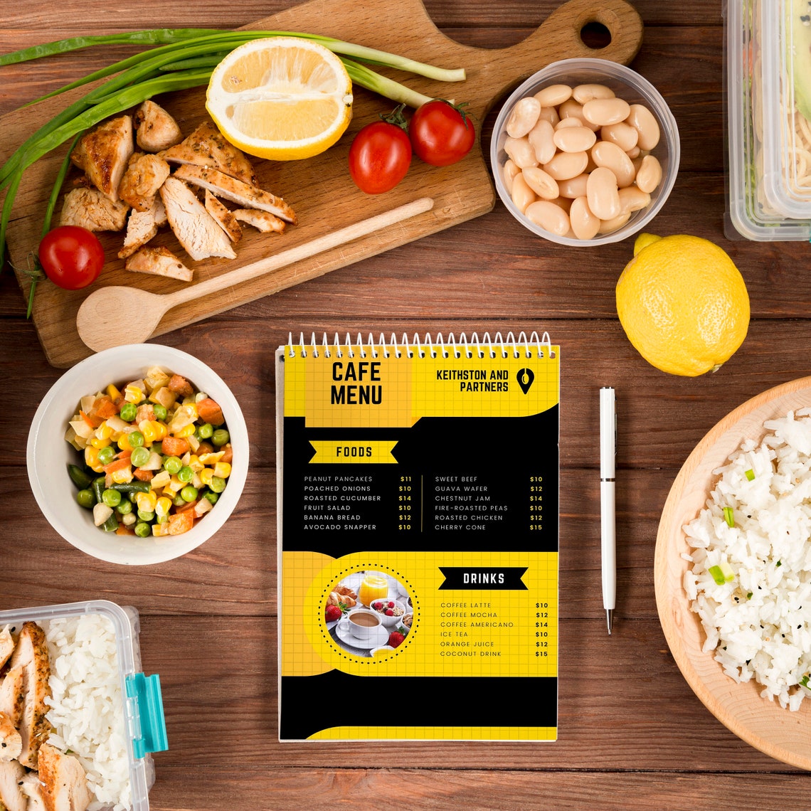 Restaurant Food Menu Editable Template, Simple Food & Drink Menu ...