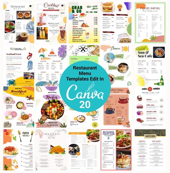 Editable Menu Template Cafe Menu Template Restaurant Food - Etsy