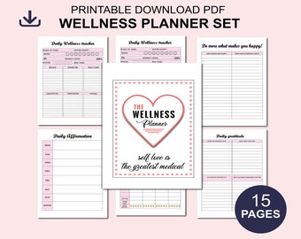 Wellness Planner Set | Day Schedule Planning Worksheet | Wellness Journal | Weekly Wellness | Mental Health | Self Care Planner