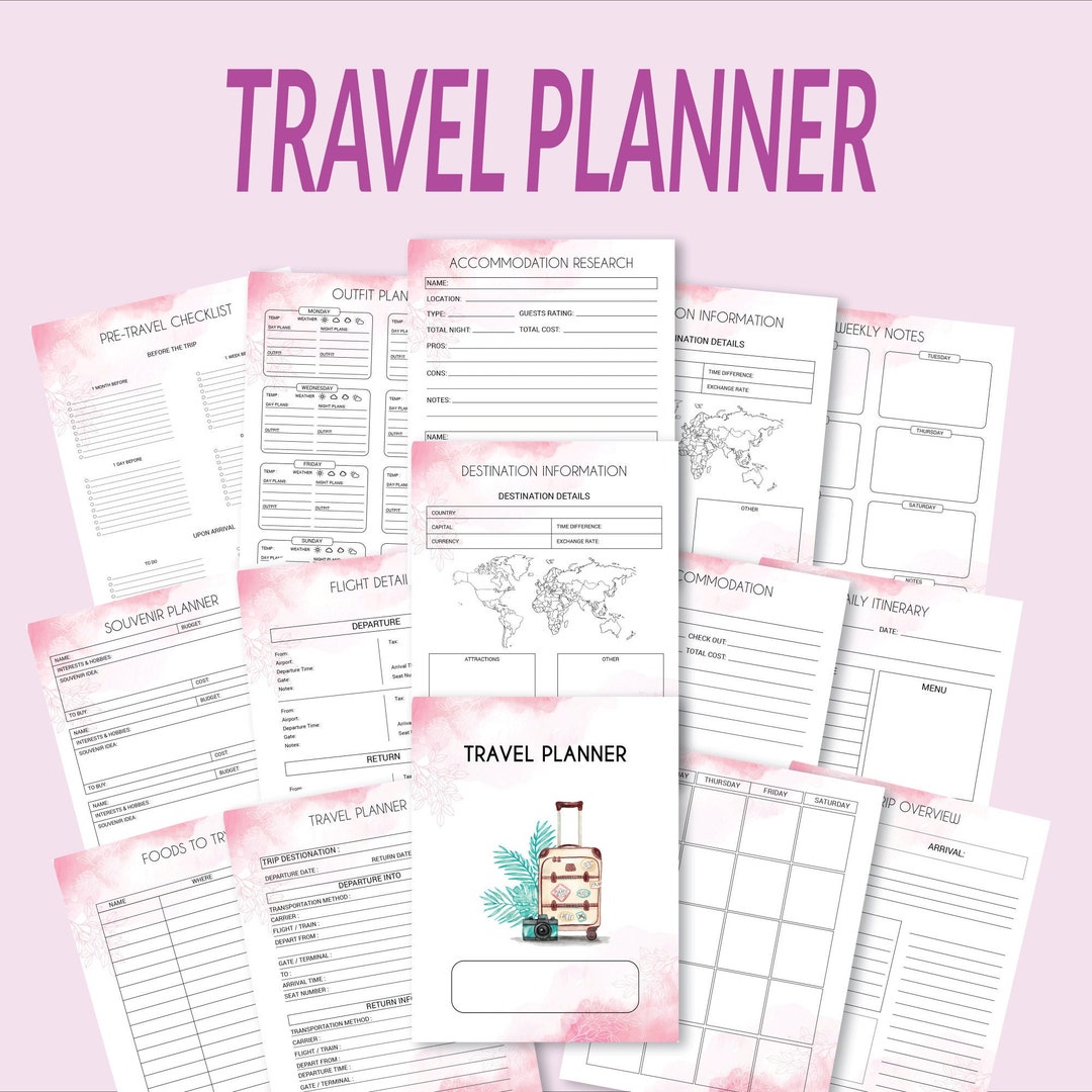 Travel Planner Travel Journal Template Trip Planner Travel Itinerary ...