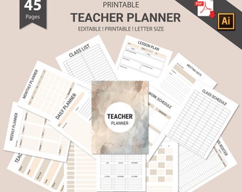 Planificateur d'enseignant imprimable | Pages du planificateur numérique | Planificateur de cours | Planificateur de classeur pour enseignants | Cadeaux de professeur | Organisation des enseignants